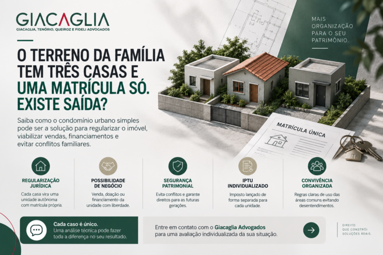 O terreno da família tem três casas e uma matrícula só. Existe saída?
