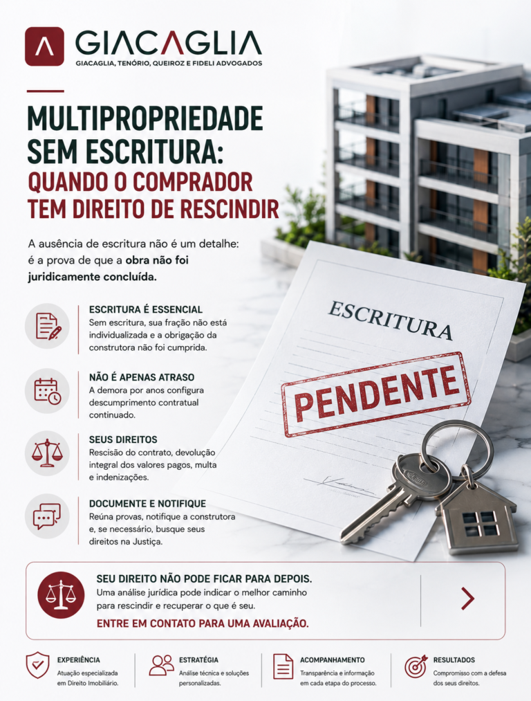 Multipropriedade sem escritura: quando o comprador tem direito de rescindir